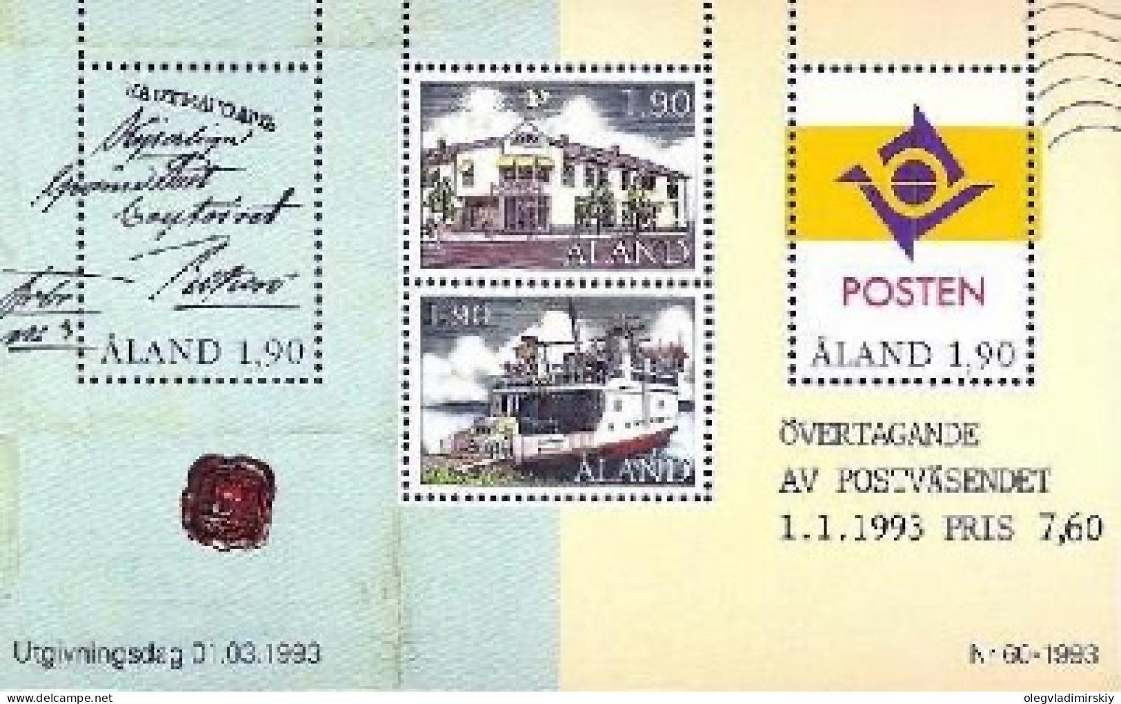 Aland Åland Finland 1993 10 Ann Of The Post Independence Set Of 4 Stamps In Block Mint - Blocchi E Foglietti