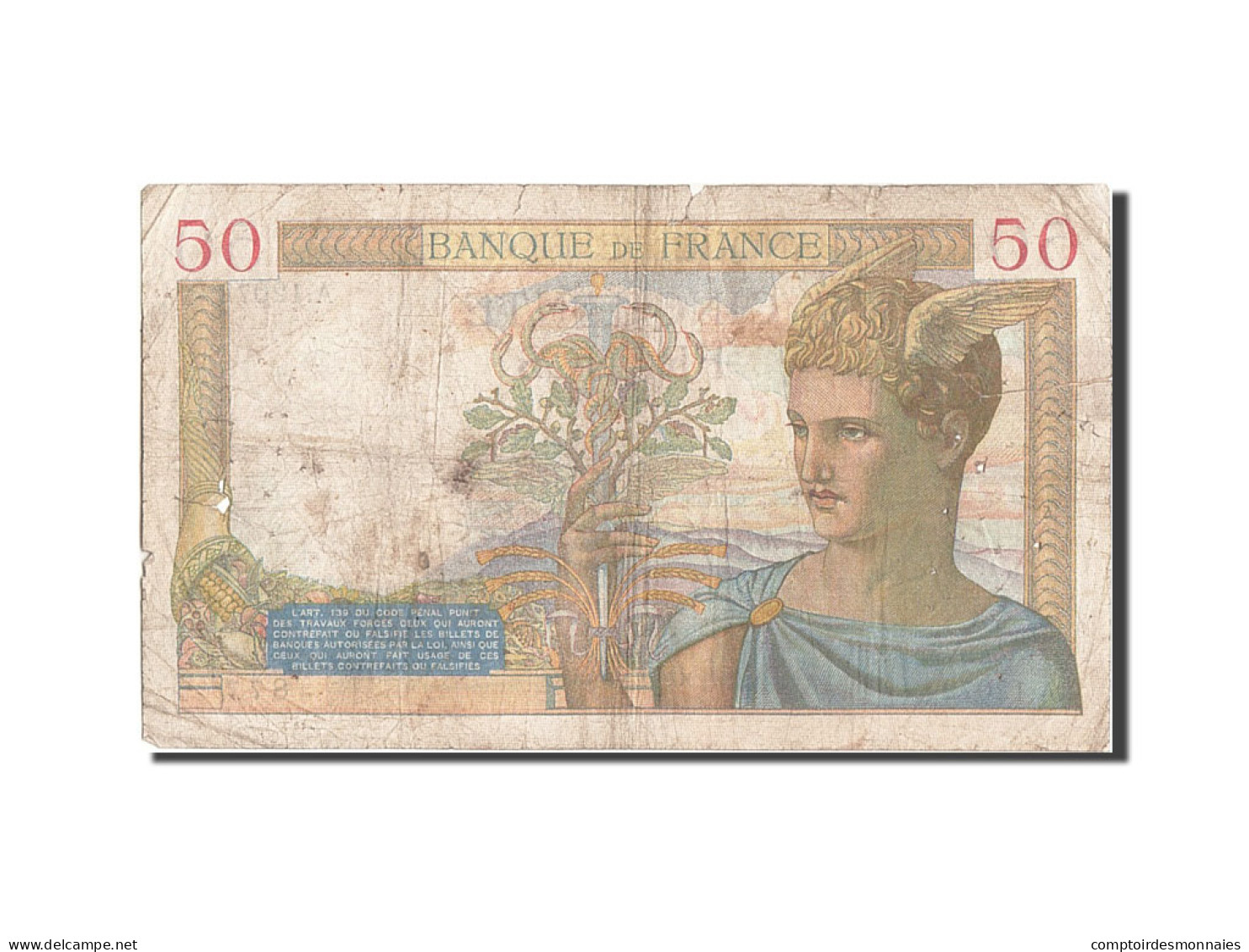 Billet, France, 50 Francs, 50 F 1934-1940 ''Cérès'', 1940, 1940-01-11, TB - 50 F 1934-1940 ''Cérès''