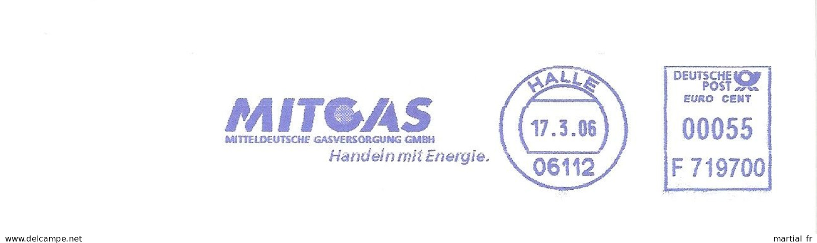 EMA ALLEMAGNE DEUTSCHLAND GERMANY GAZ GAS ENERGIE ENERGY GASWERKE MITGAS HALLE 06112 - Gas