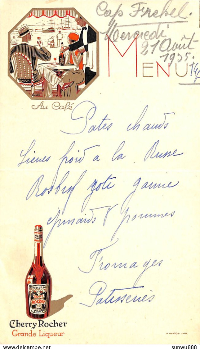 Menu Illustré Au Café, Cap Frehel 1935 (A Waton Imp) - Menu