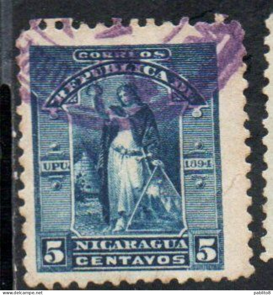 NICARAGUA 1894 VICTORY 5c USED USATO OBLITERE' - Nicaragua