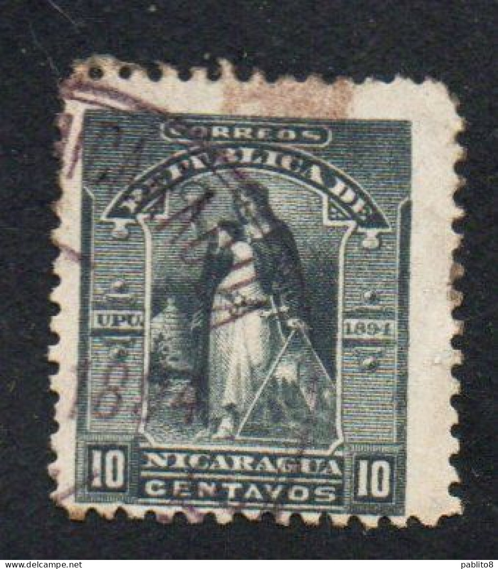 NICARAGUA 1894 VICTORY 10c USED USATO OBLITERE' - Nicaragua