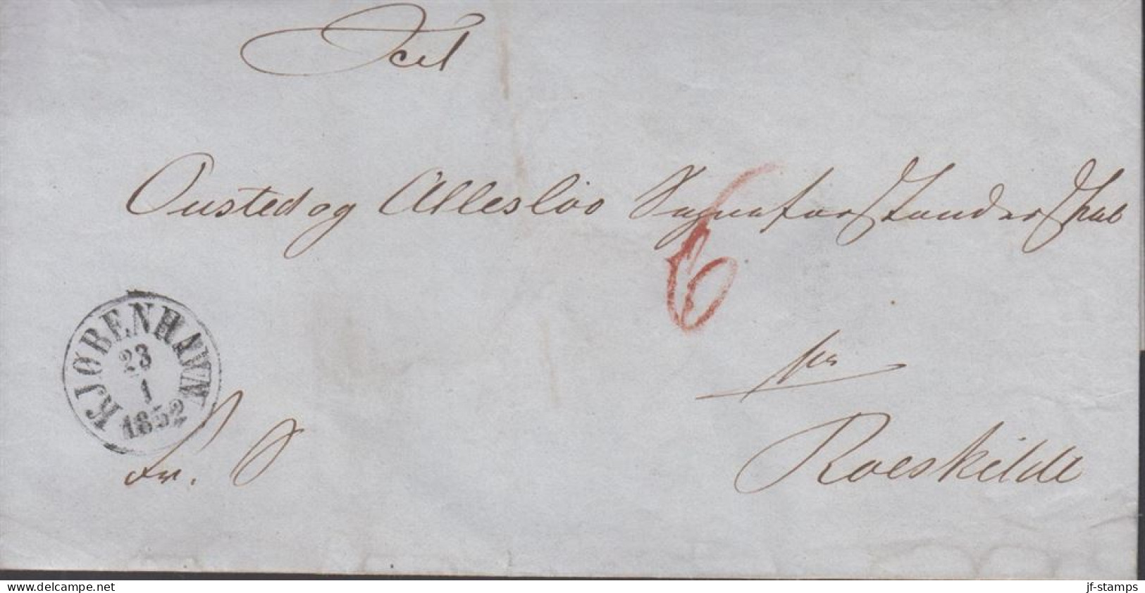 1852. DANMARK. KJØBENHAVN 23 1 1852 On Official Cover To Ousted Og Allersløv ? Sogneråd Pr. Roeskilde. Sen... - JF439836 - ...-1851 Vorphilatelie