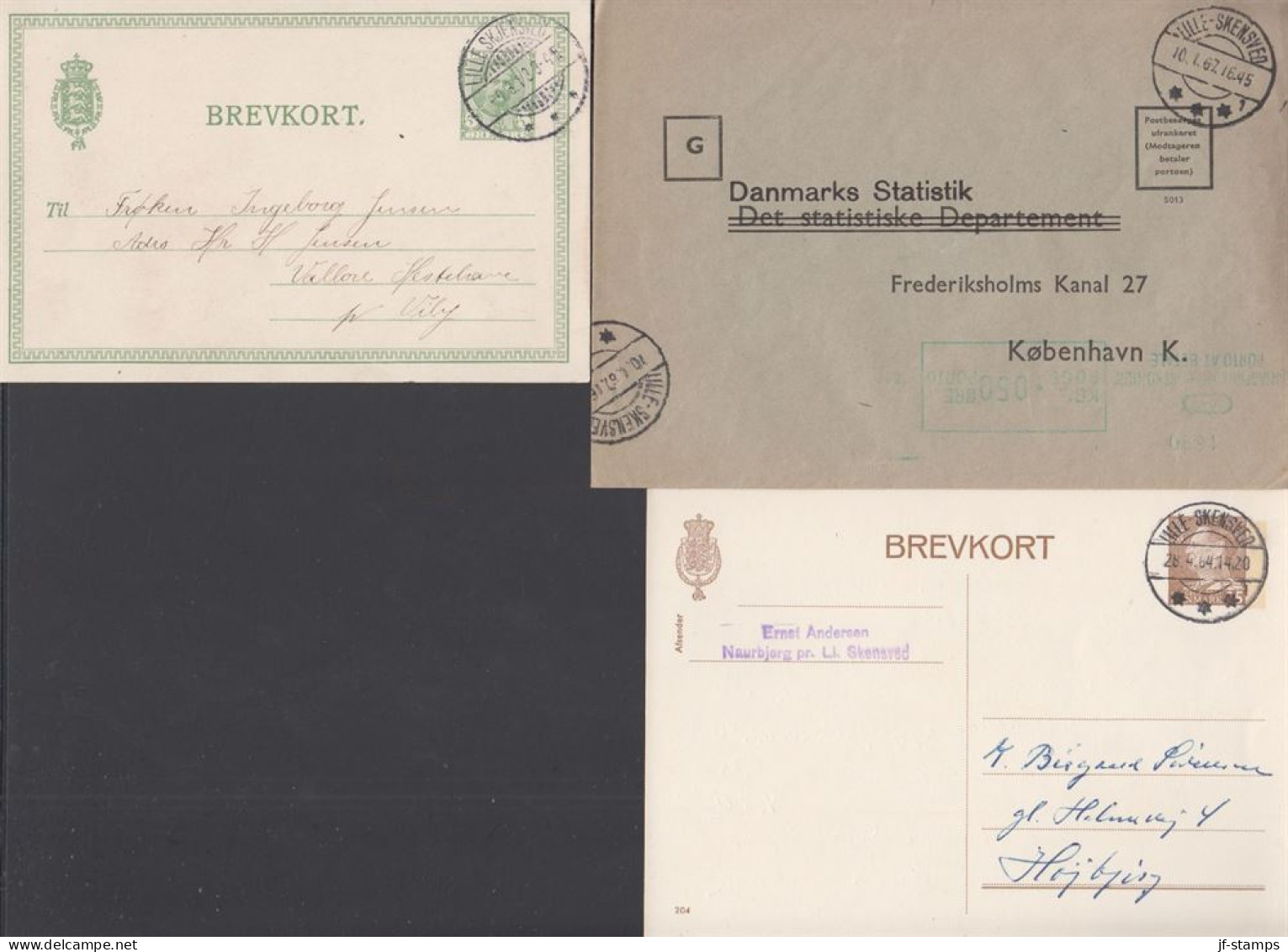 1913-1967. DANMARK. LILLE SKJENSKVED På 5 øre Brevkort Frederik VIII  + LILLE-SKENSVED På 25 øre Brevkort ... - JF439848 - Postage Due