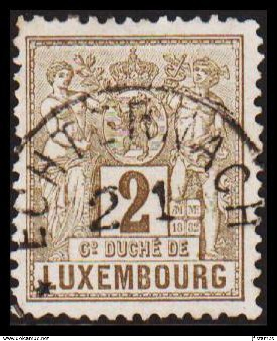 1882-1889. LUXEMBURG Algorie. 2 C. Beautiful Postmark ECHTERNACH 2 1. (Michel 46) - JF532626 - 1882 Allégorie
