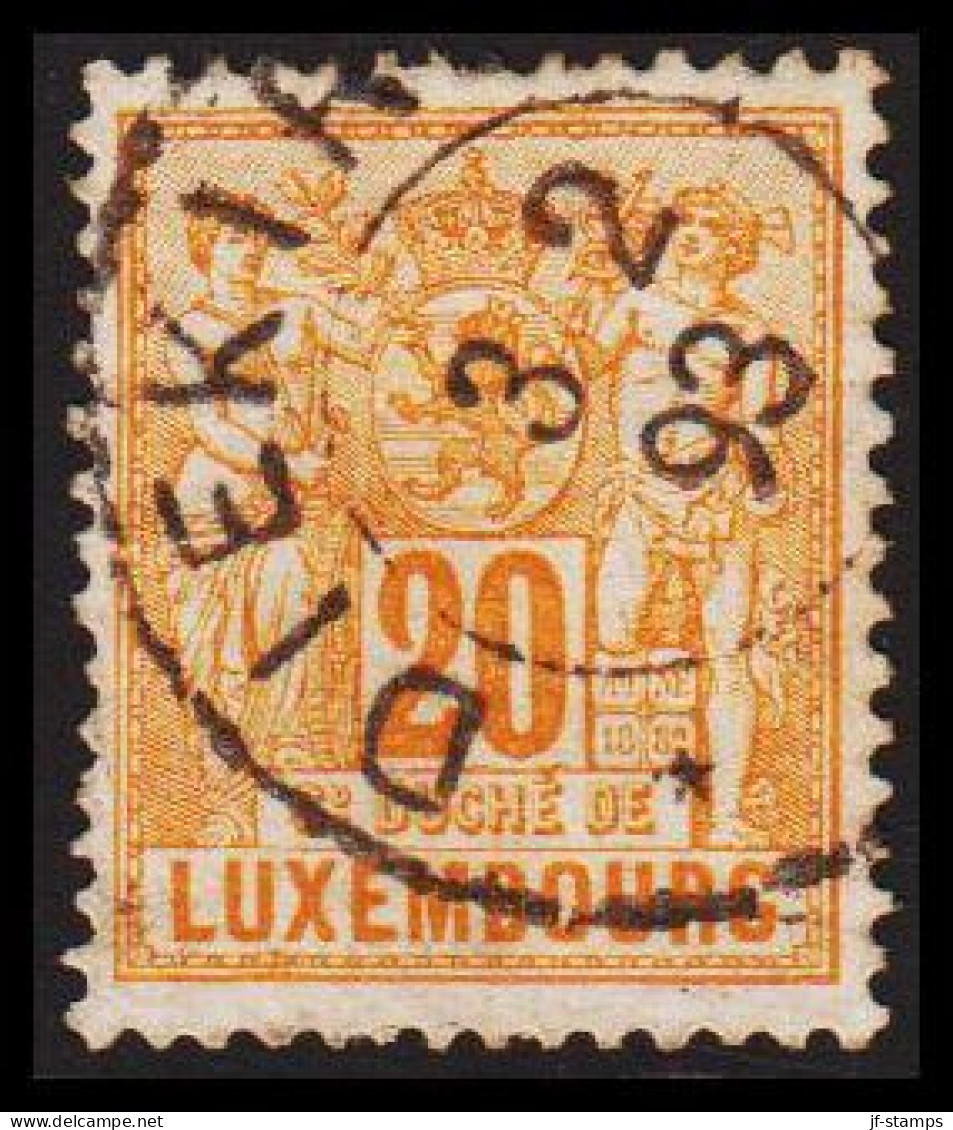 1882-1889. LUXEMBURG Algorie. 20 C. Fine Cancel DIEKIR 3 2 93. (Michel 51) - JF532627 - 1882 Allégorie
