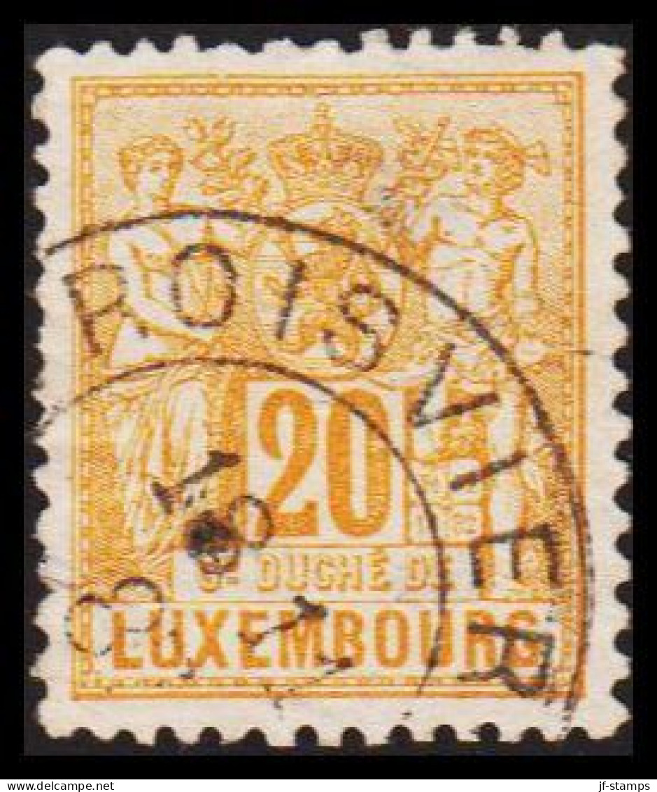 1882-1889. LUXEMBURG Algorie. 20 C. Fine Cancel ROISVIER 18 11 87 (Michel 51) - JF532628 - 1882 Allégorie