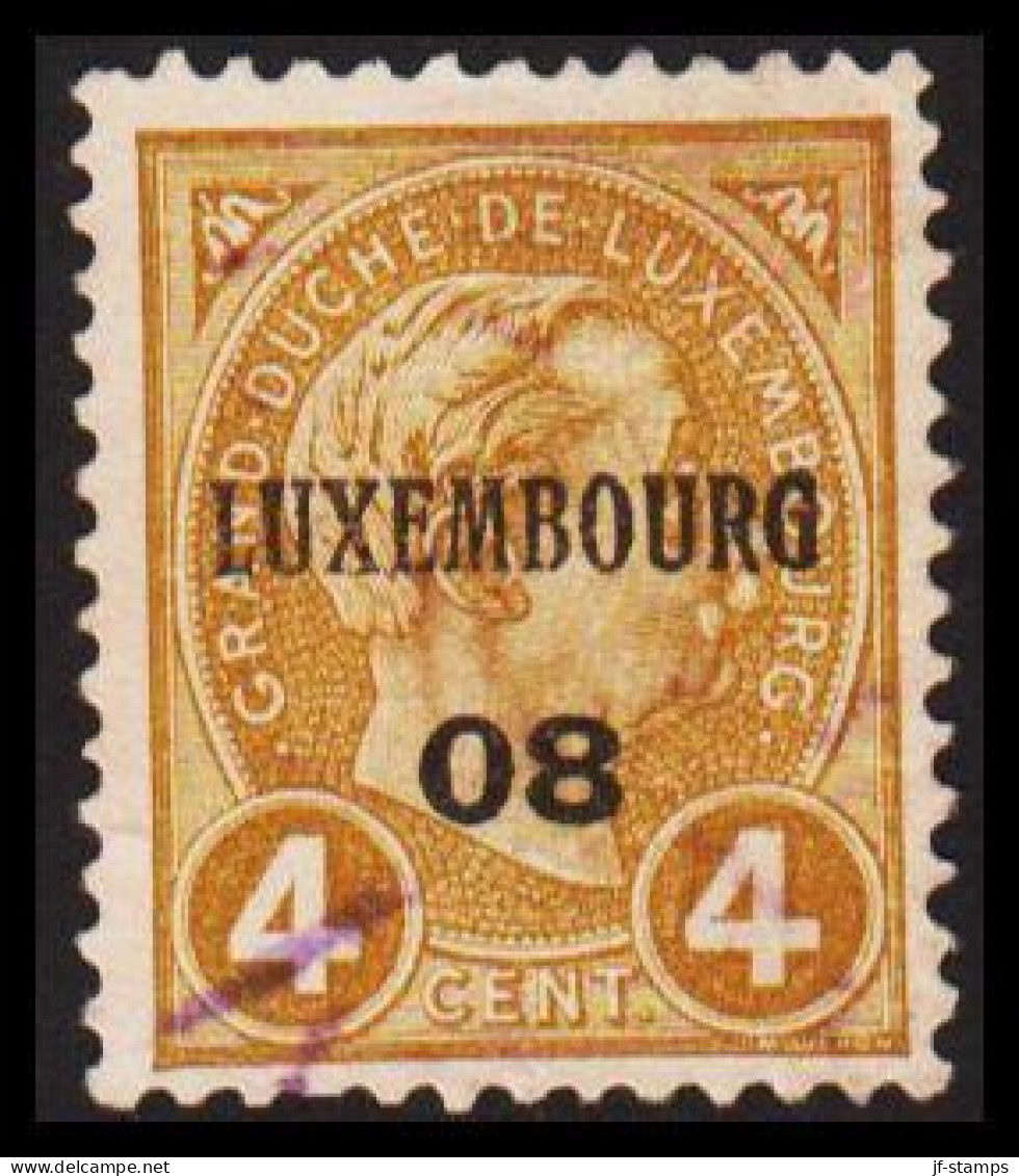 1895. LUXEMBOURG. Großherzog Adolf 4 CENT Pre Cancelled LUXEMBOURG 08. (Michel 69) - JF532630 - 1891 Adolphe De Face