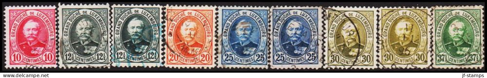 1891-1893. LUXEMBOURG. Großherzog Adolf Selection With 9 Stamps.  (Michel 62+) - JF532633 - 1891 Adolphe De Face