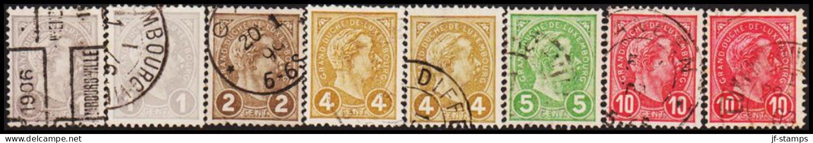 1895. LUXEMBOURG. Großherzog Adolf Selection With 8 Stamps. (Michel 69+) - JF532634 - 1891 Adolfo Di Fronte