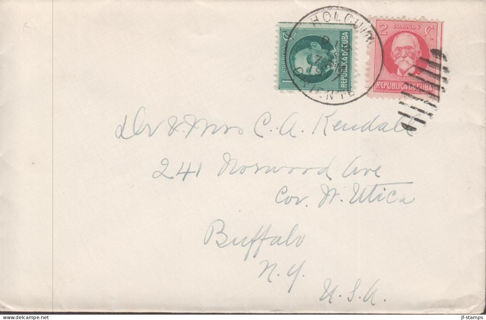 1917. CUBA 1 + 2 C On Cover To Buffalo, USA Cancelled HOLGU.. ORIENTE DIC 18 1917 - The Mon... (Michel 39-40) - JF438122 - Covers & Documents