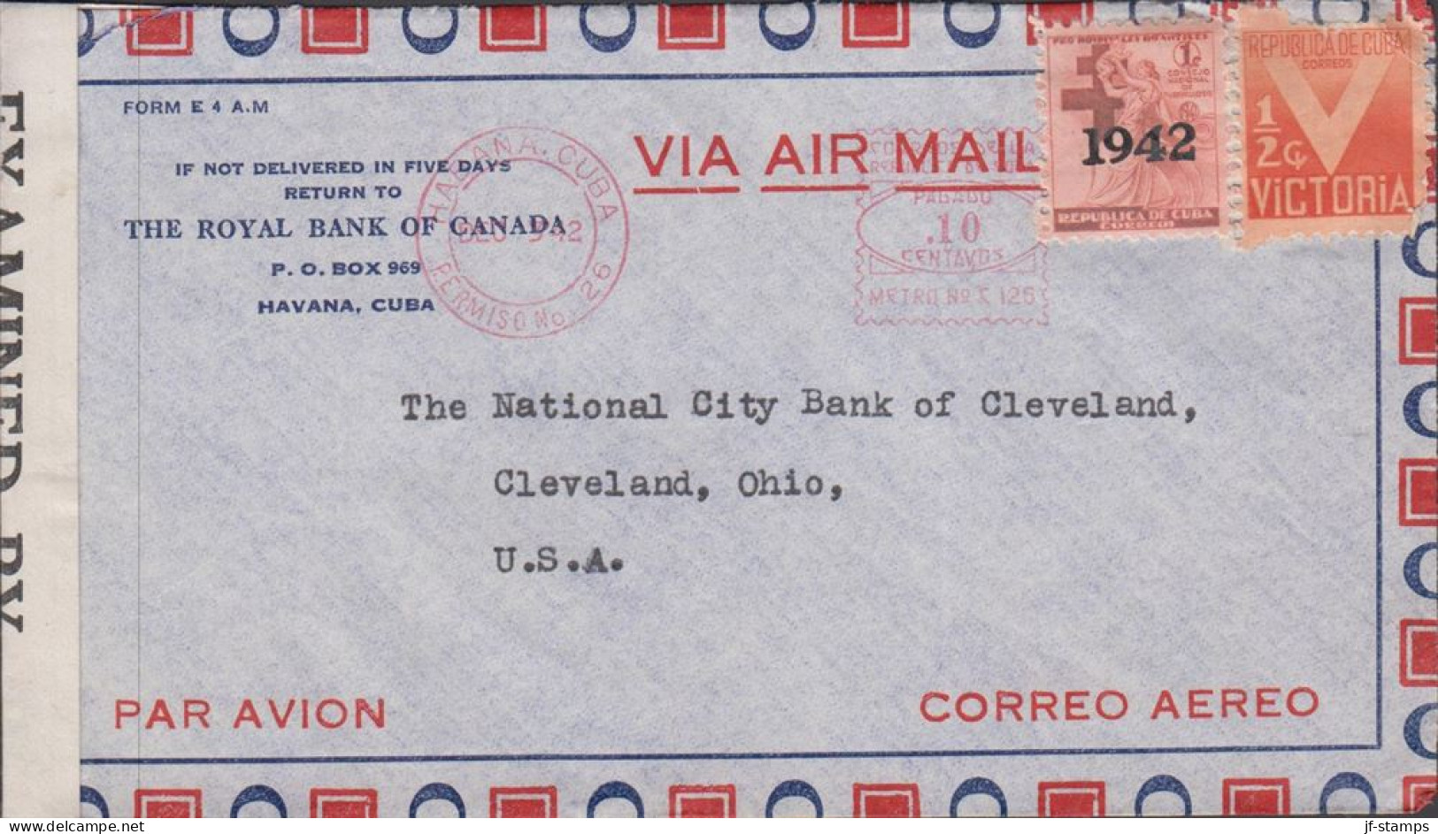 1942. CUBA. ½ C Victory + 1 C PRO HOSPITALES Overprinted 1942 Together With Meter Maschine C... (Michel Z 5+) - JF438160 - Briefe U. Dokumente