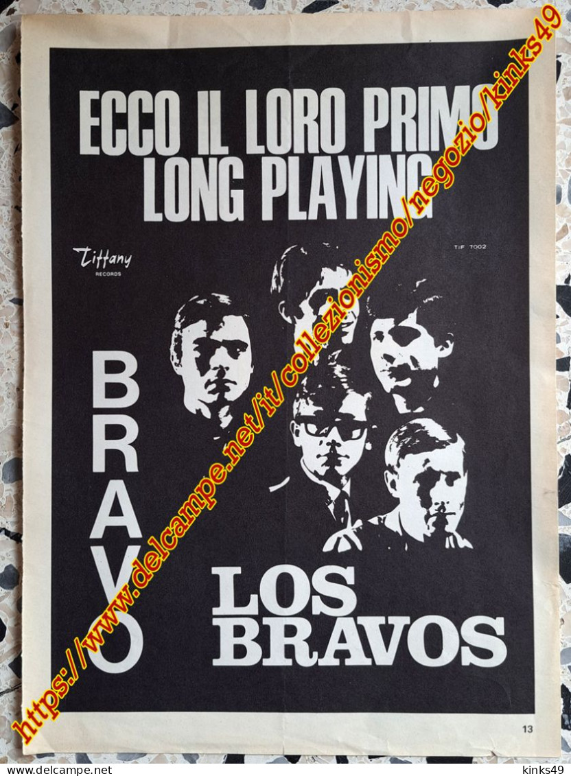 B231> < LOS BRAVOS > Pagina Pubblicità Per Il Loro 1° 33 Giri < Bravo Los Bravos > 1968 - Objets Dérivés