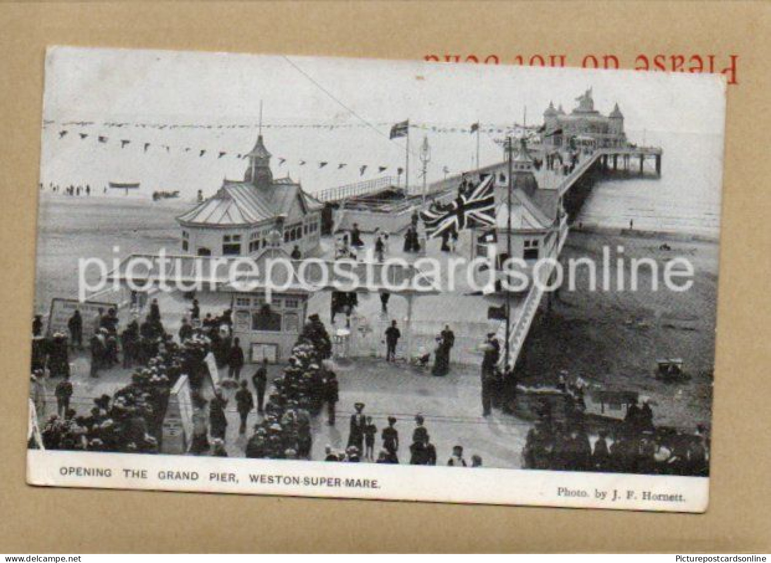 WESTON SUPER MARE OPENING THE GRAND PIER OLD B/W POSTCARD BY J.F. HORNETT - Weston-Super-Mare