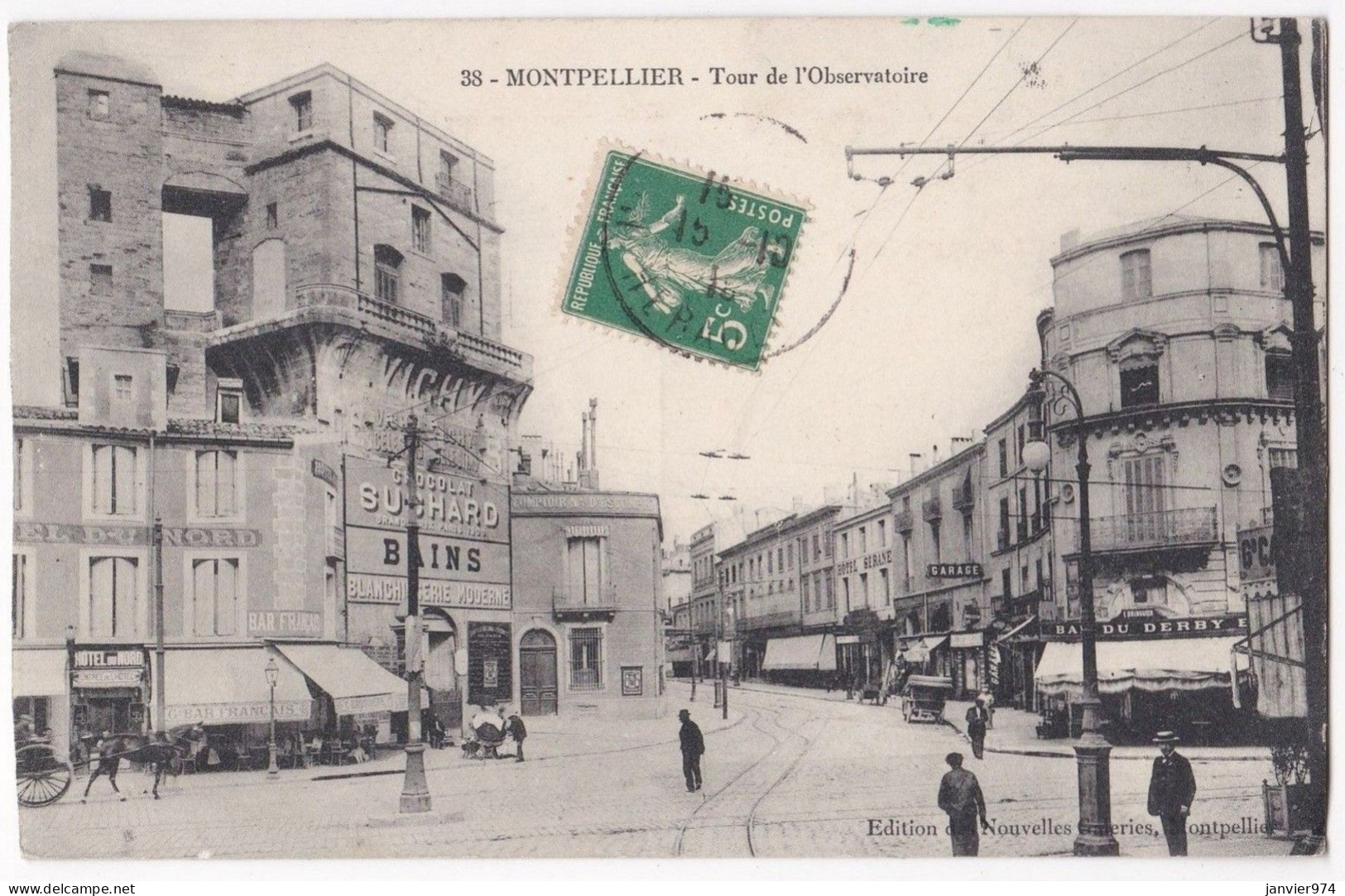 Cpa N° 38 Montpellier - Tour De L'Observatoire 1913, Pour Institutrice à Ceilhes - Montpellier