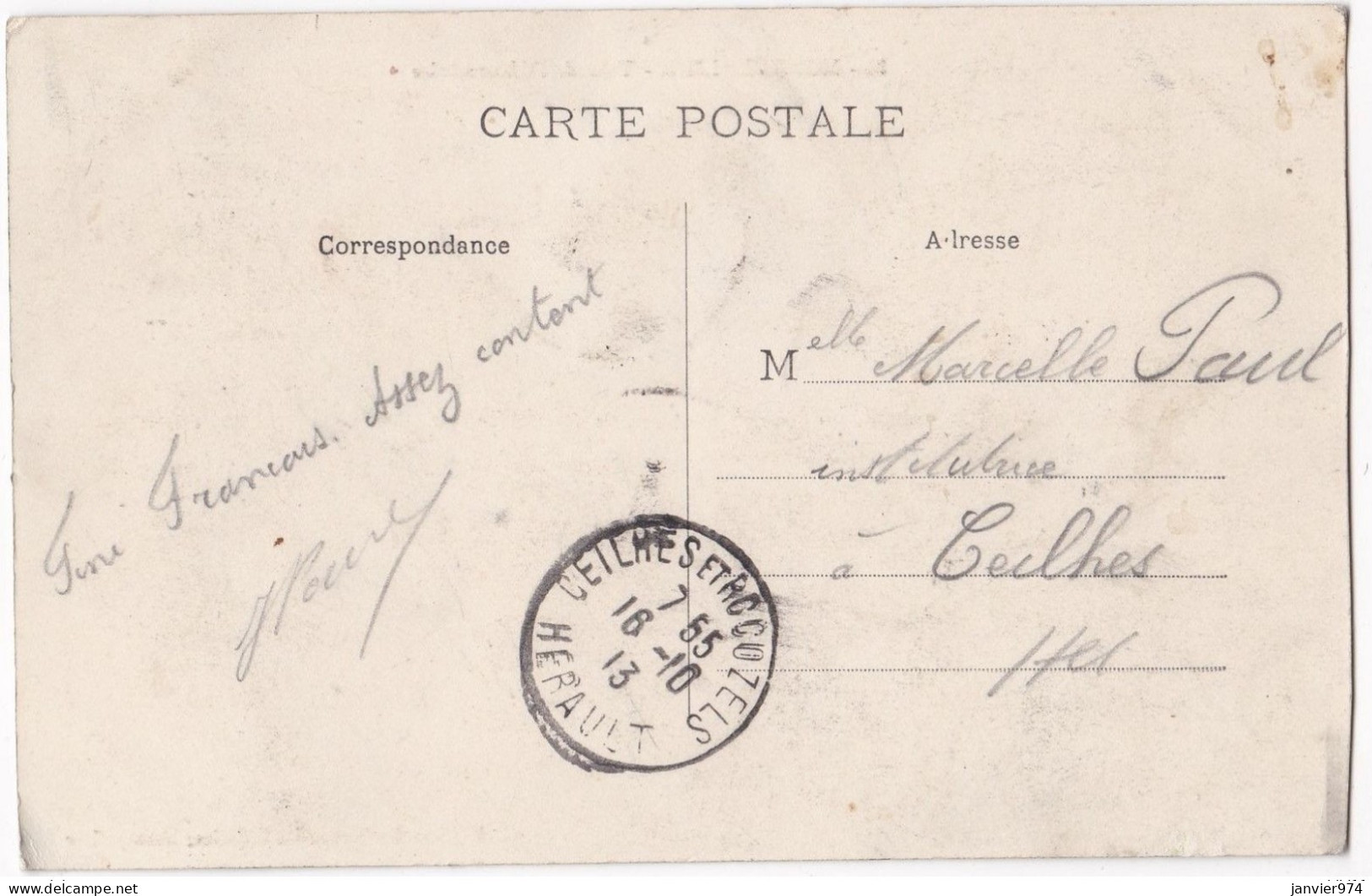 Cpa N° 38 Montpellier - Tour De L'Observatoire 1913, Pour Institutrice à Ceilhes - Montpellier