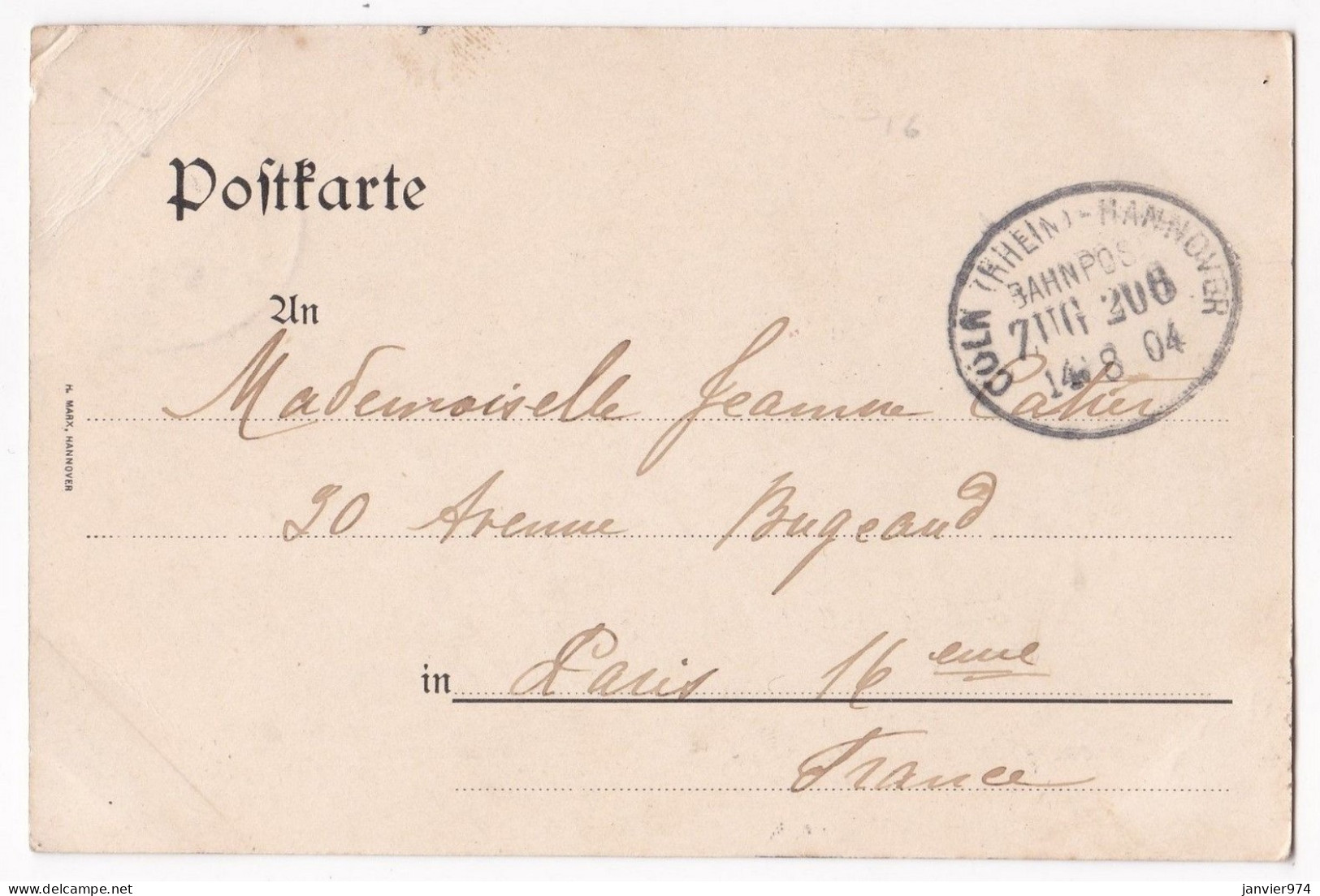 CPA 1904 .Hannover, Herrenhausen, Palmenhaus , Pour Paris France - Hannover