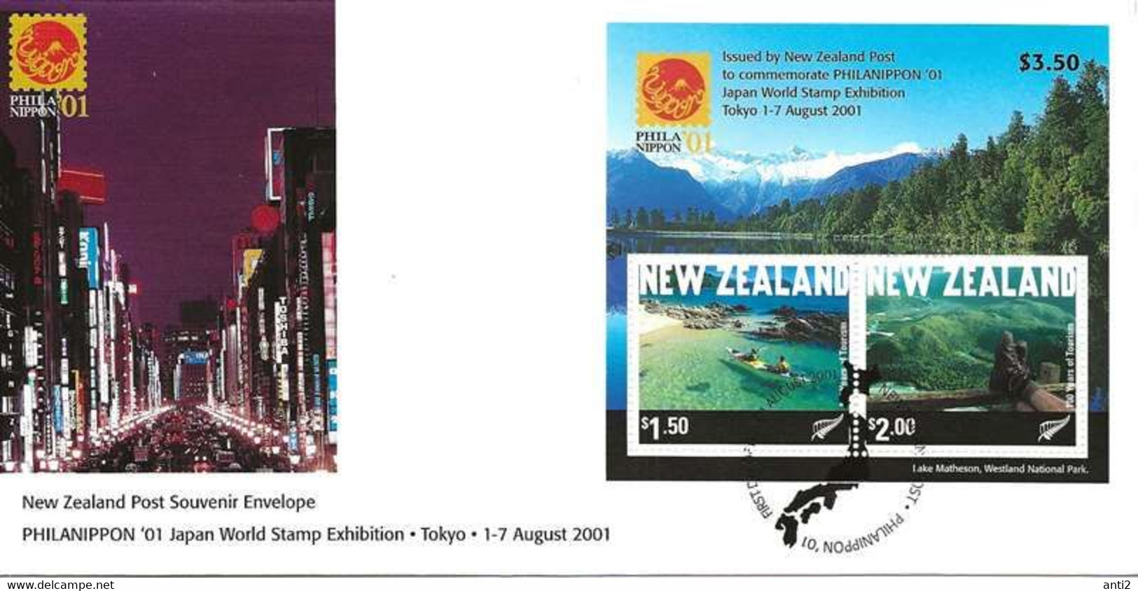 New Zealand 2001  International Stamp Exhibition PHILANIPPON ’01, Tokyo Bloc 126 With MiNr. 1928-1929 FDC - Brieven En Documenten