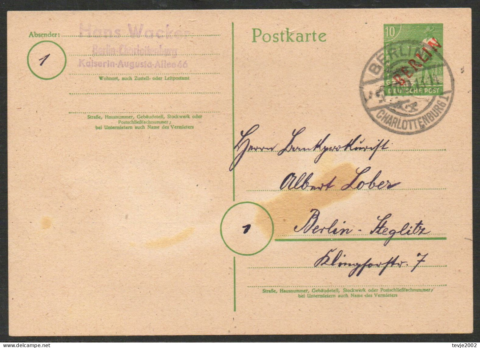 Berlin 1949 - Ganzsache Postkarte Mi.Nr. P3 - Gestempelt Used - Postkaarten - Gebruikt