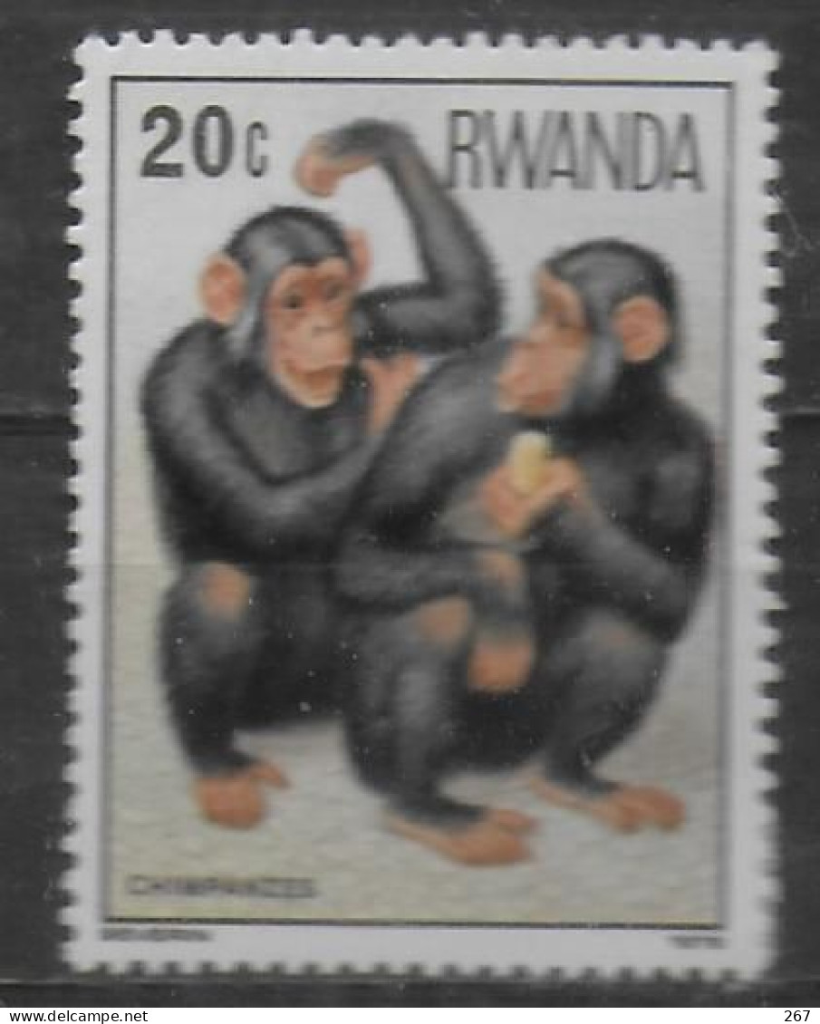 RWANDA    N° 820  * *   Singes - Chimpanzés