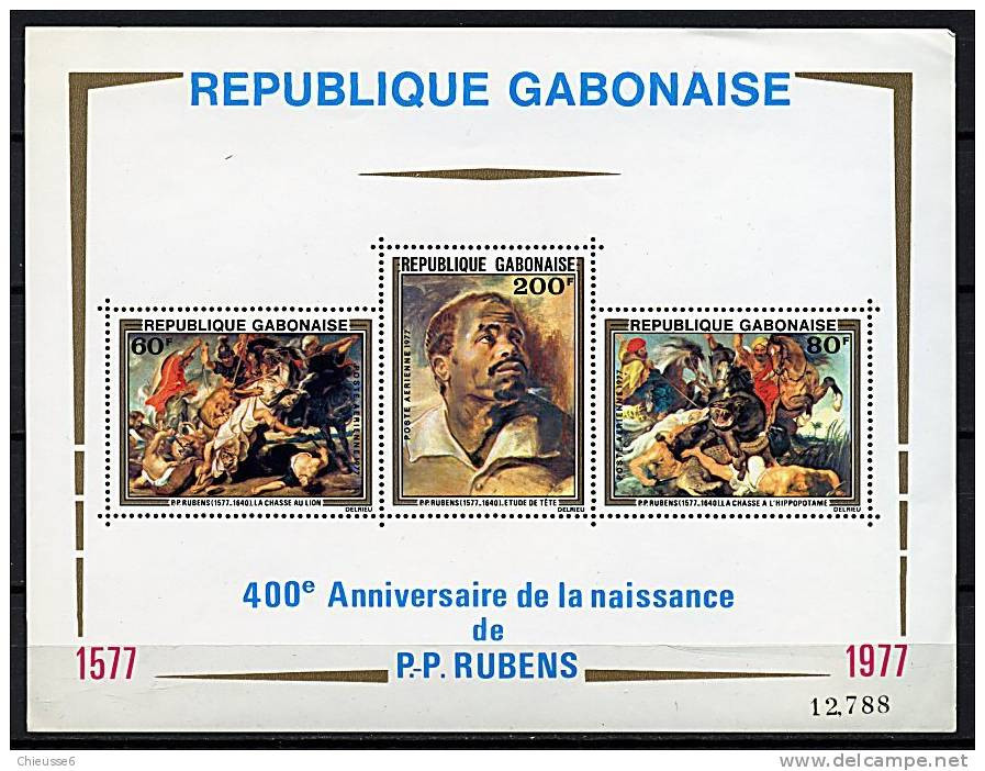 Rep. Gabon ** Bloc N° 28 - Ann. De La Naissance De Rubens - Gabon (1960-...)