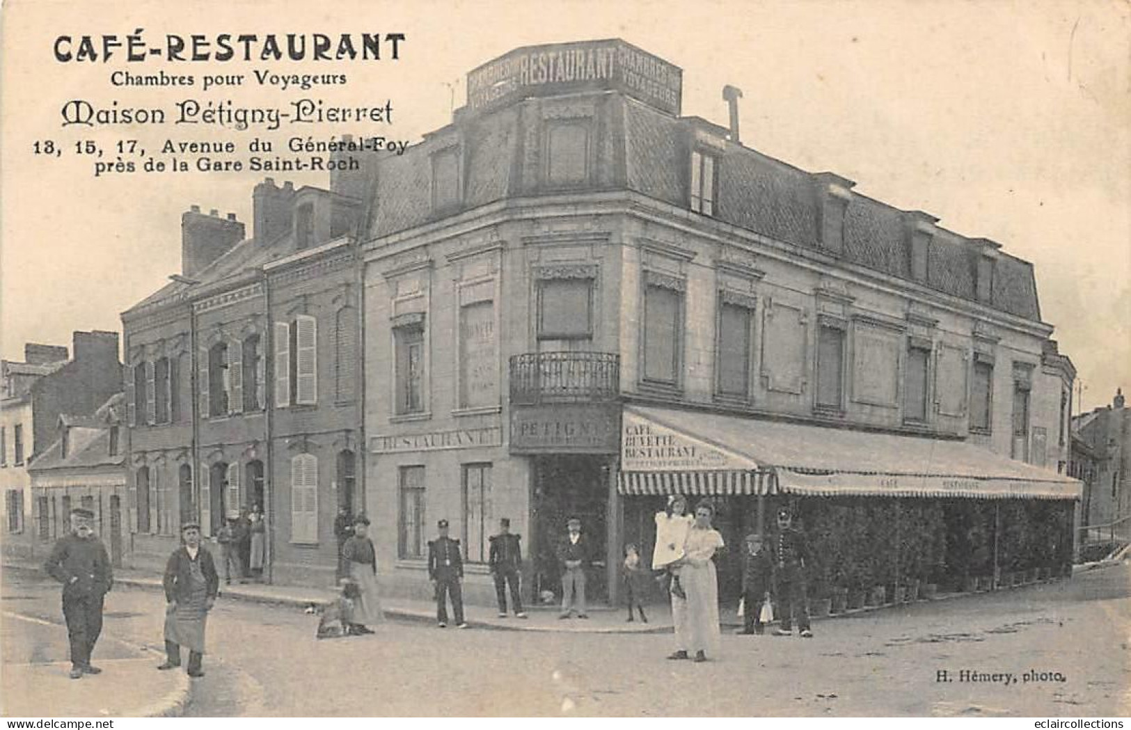 Amiens     80        Hôtel. Café. Restaurant Pétigny-Pierret Avenue Du Général Foy    (voir Scan) - Amiens