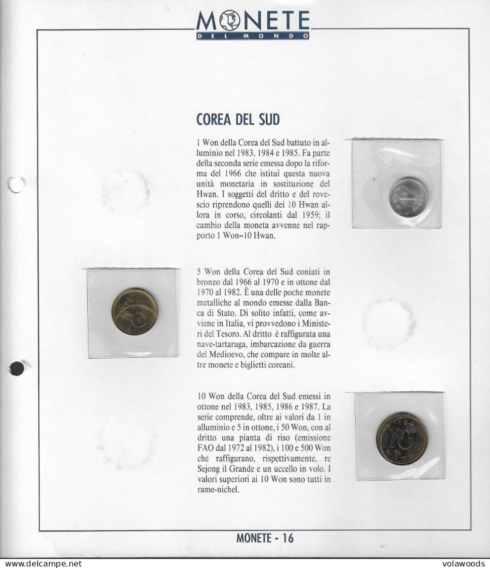 Corea Del Sud - Monete Del Mondo - Fascicolo 16: 1 Won UNC 1983; 5 Won UNC 1972; 10 Won UNC 1989 - Korea (Süd-)