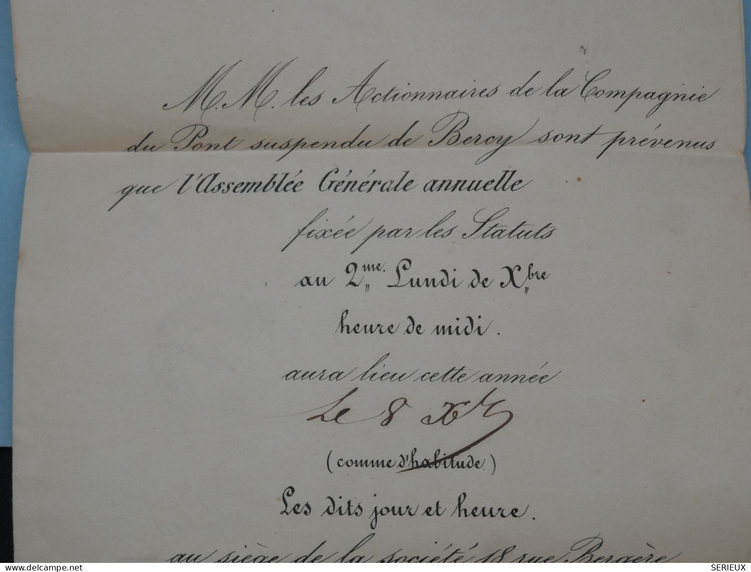 BR18 FRANCE BELLE LETTRE CIE DU PONT BERCY 1856+PARIS A  LILLE  NAPOLEON N° 13  LOS BATON  D +AFF. INTERESSANT++ - 1853-1860 Napoléon III.