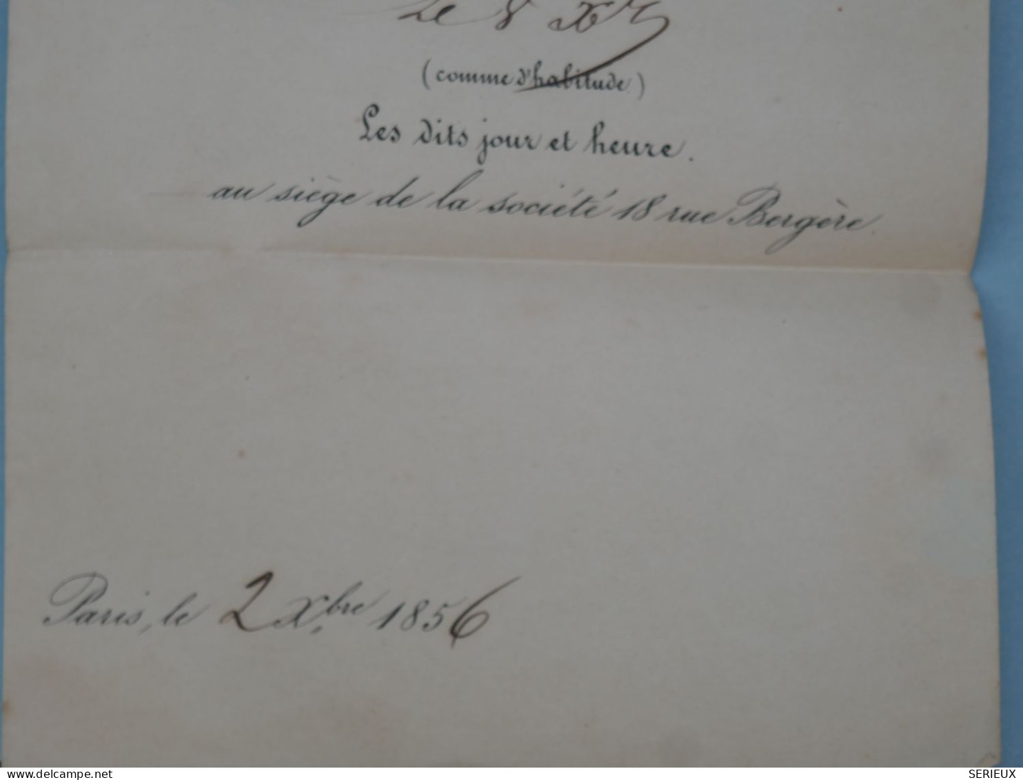 BR18 FRANCE BELLE LETTRE CIE DU PONT BERCY 1856+PARIS A  LILLE  NAPOLEON N° 13  LOS BATON  D +AFF. INTERESSANT++ - 1853-1860 Napoléon III