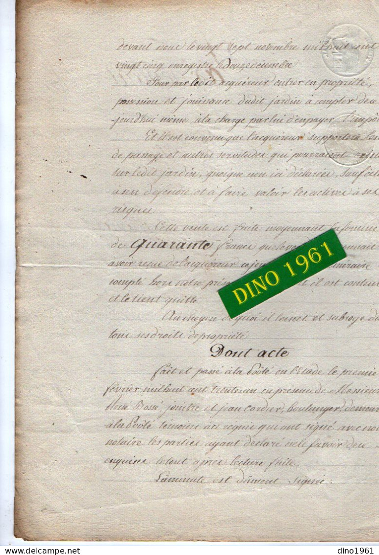 VP21.963 - LA POOTE - Acte De 1831 - Vente D'un Petit Jardin Situé à CHAMPFREMONT Par Mr PHILIPPE à Mr DESFAVRIS - Manifesti