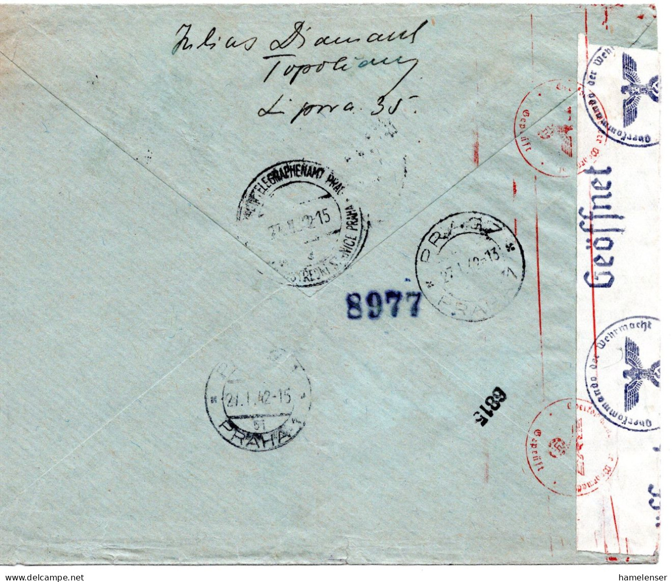 65650 - Slowakei - 1942 - 3Ks Luftpost EF A LpBf BRATISLAVA -> Boehmen & Maehren, M Dt Zensur - Storia Postale