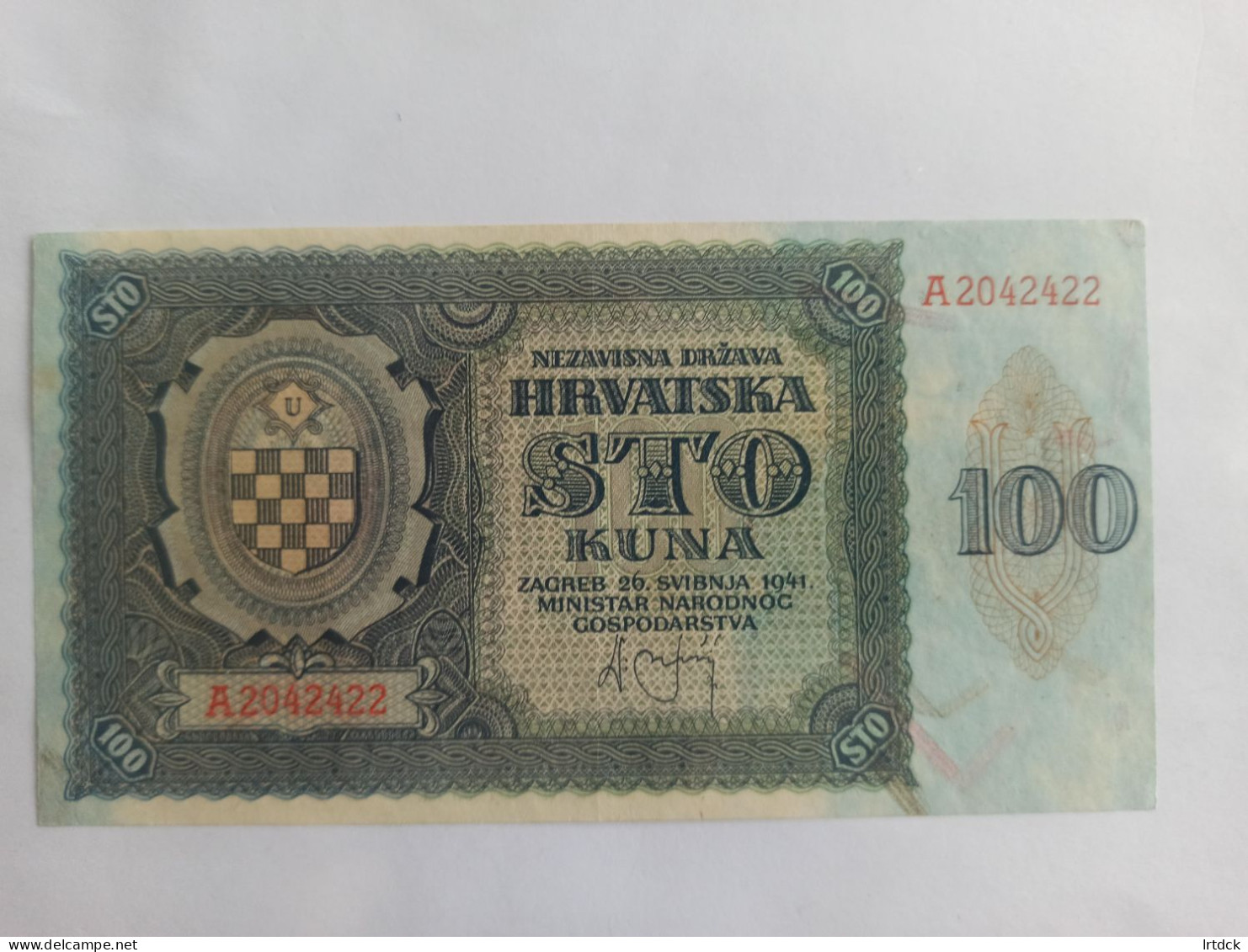 Croatie 2 Billets De 100 Kuna 1941 - Croatie