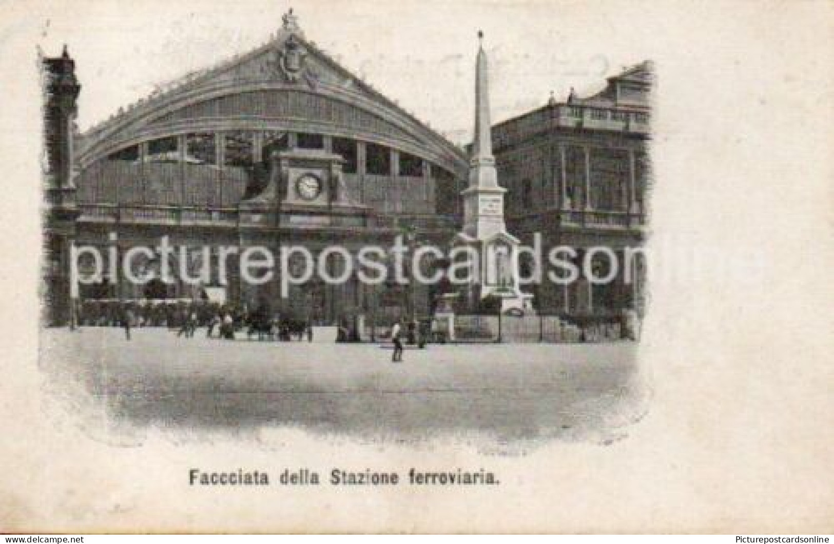 FACCIATA DELLA STAZIONE FERROVIARIA OLD B/W POSTCARD ROMA ROME ITALY Dogali War Memorial - Transports