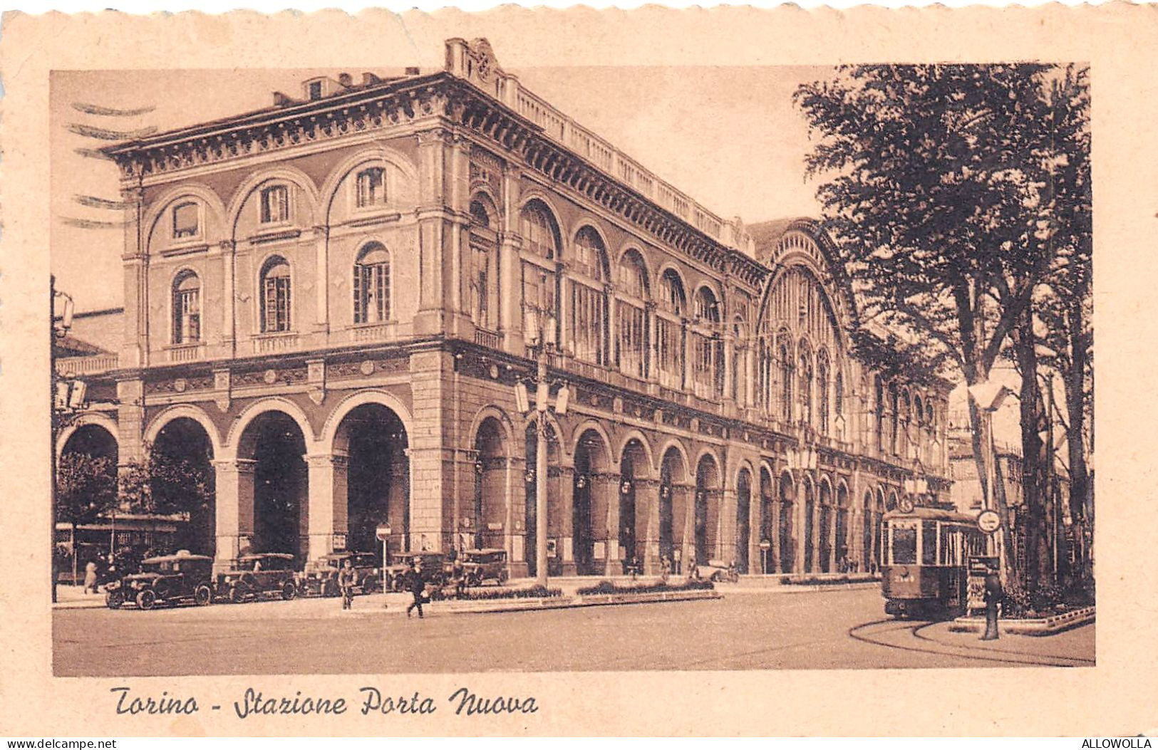 20296 " TORINO-STAZIONE PORTA NUOVA " ANIMATA-TRAMWAY-AUTO ANNI '40-VERA FOTO-CART. POST.SPED.1944 - Stazione Porta Nuova