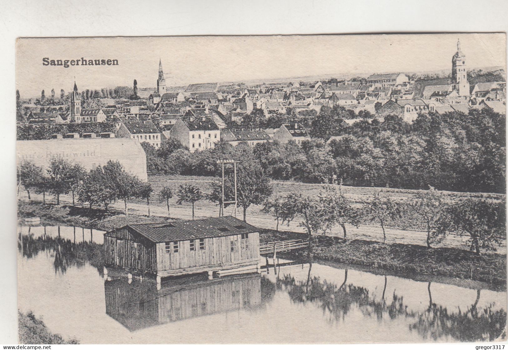 C7905) SANGERHAUSEN - Tolle Alte Ansicht Mit Haus Am Gewässser U. Blick Auf Stadt ALT Feldpost 3.5.1918 - Sangerhausen