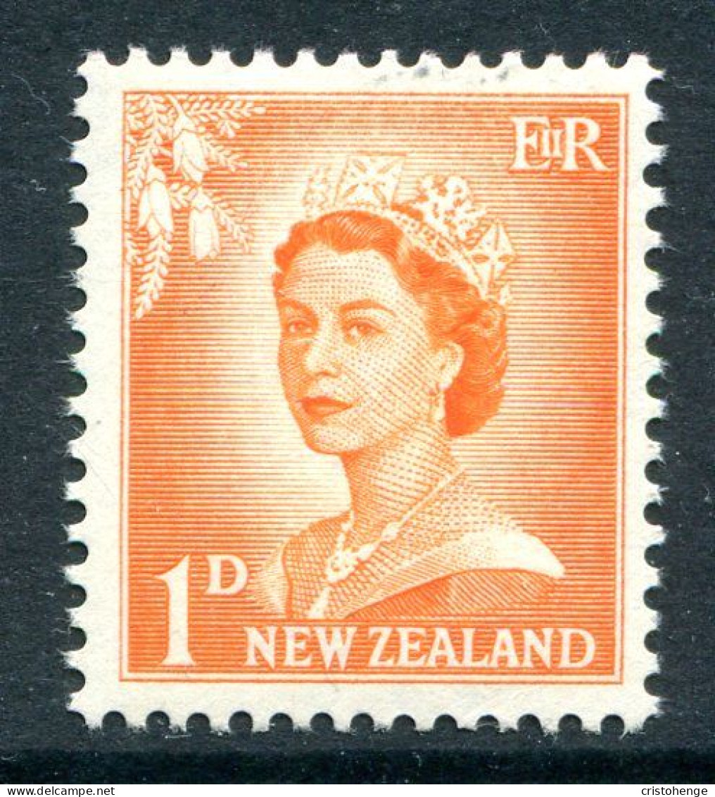 New Zealand 1955-59 QEII Large Figure Definitives - 1d Orange - White Paper - HM (SG 745b) - Unused Stamps