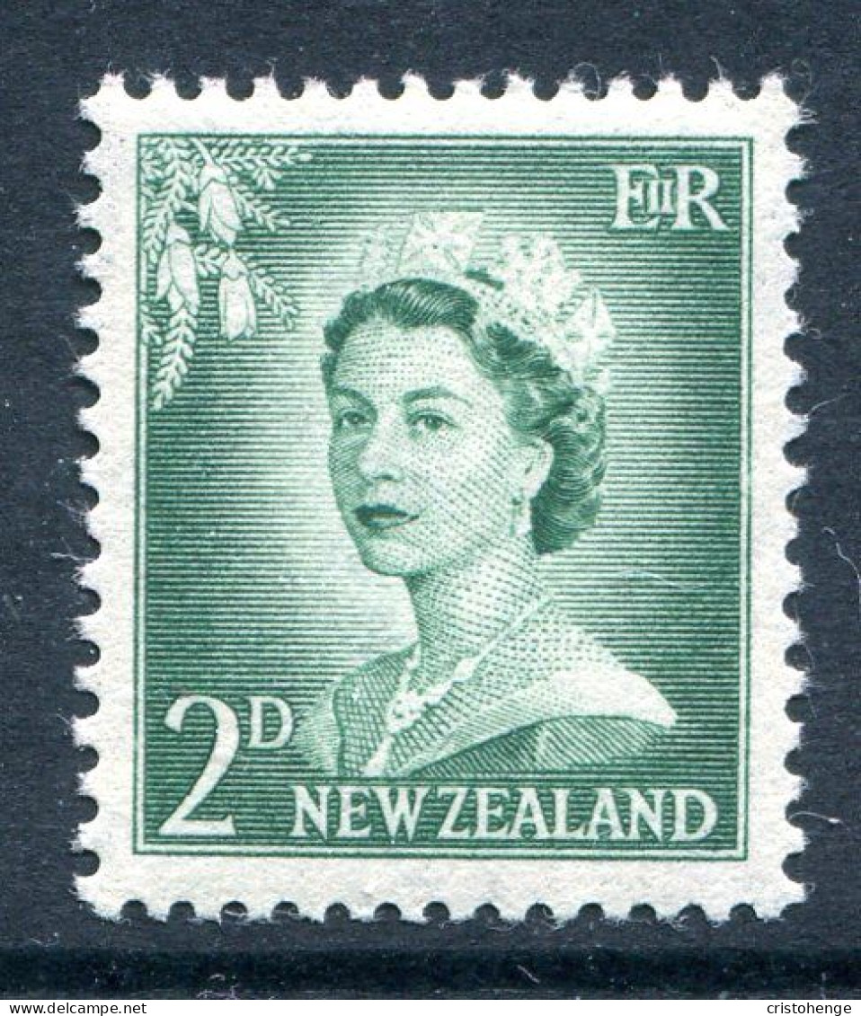 New Zealand 1955-59 QEII Large Figure Definitives - 2d Bluish-green - Ordinary Paper - HM (SG 747) - Ongebruikt