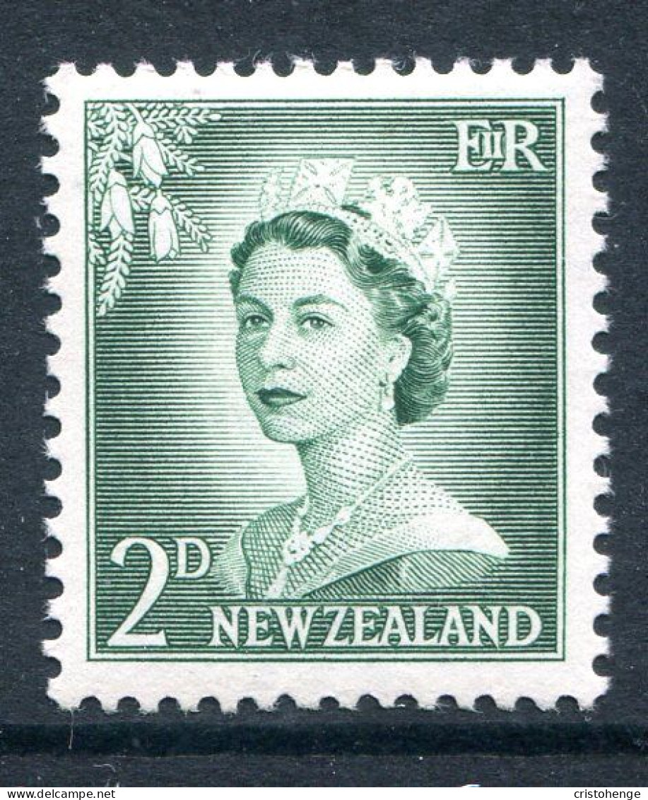 New Zealand 1955-59 QEII Large Figure Definitives - 2d Bluish-green - White Paper - HM (SG 747a) - Neufs