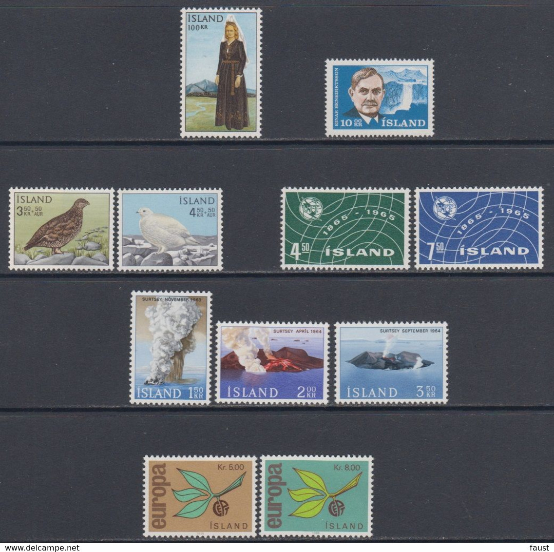 1965 ** Islande (sans Charn., MNH, Postfrish) Complete Yv 343/54  Mi 388/98  FA 425/35  (11v) - Volledig Jaar