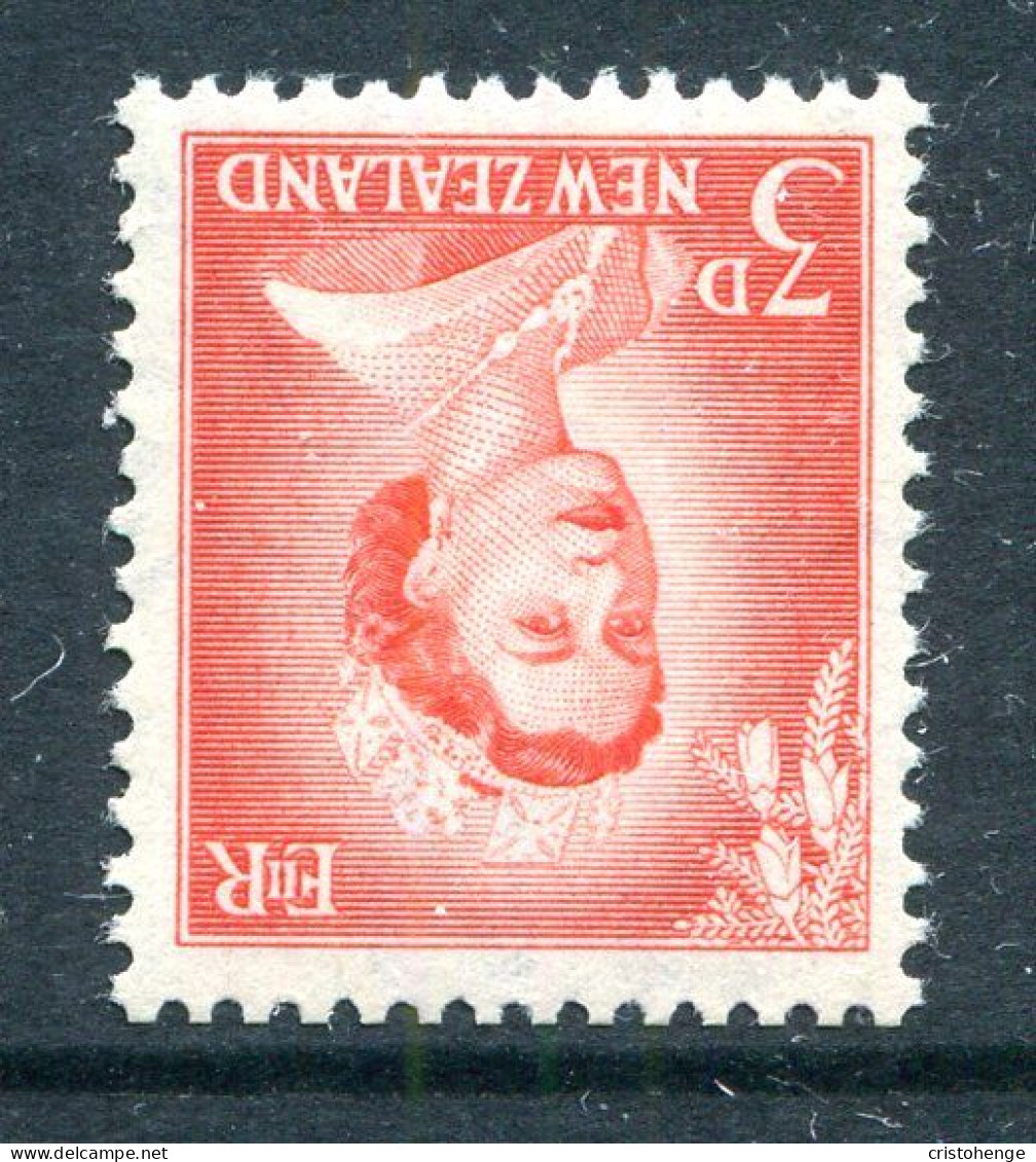 New Zealand 1955-59 QEII Large Figure Definitives - 3d Vermilion - Ordinary Paper - Wmk. Inverted - MNH (SG 748aw) - Unused Stamps