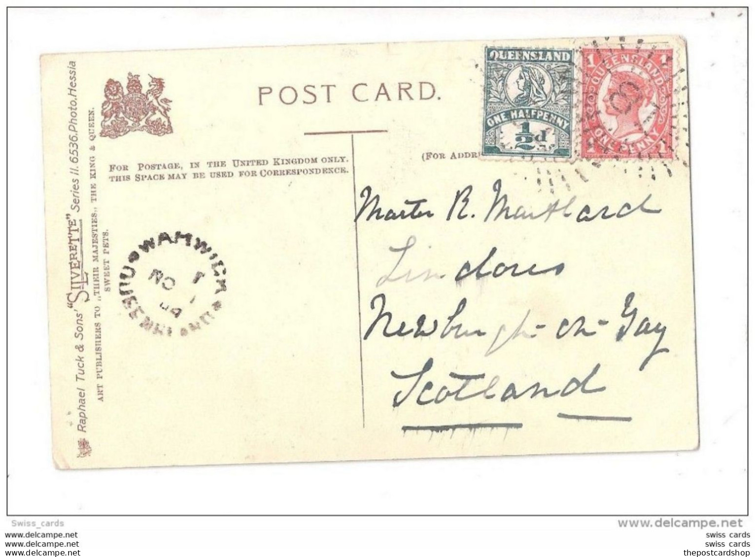 Warwick Queensland POSTMARK + 2X QUEENSLAND STAMPS ON OLD PC TUCK POSTCARD Australia - Sonstige & Ohne Zuordnung