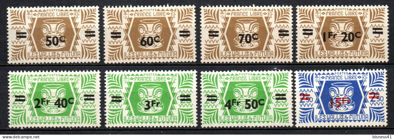 Col33 Colonie Wallis & Futuna N° 148 à 155 Neuf X MH Cote : 11,00€ - Nuovi