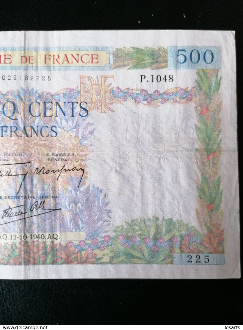 Billet 500 Francs. LA PAIX. 17-10-1940.F.32-07. - 500 F 1940-1944 ''La Paix''