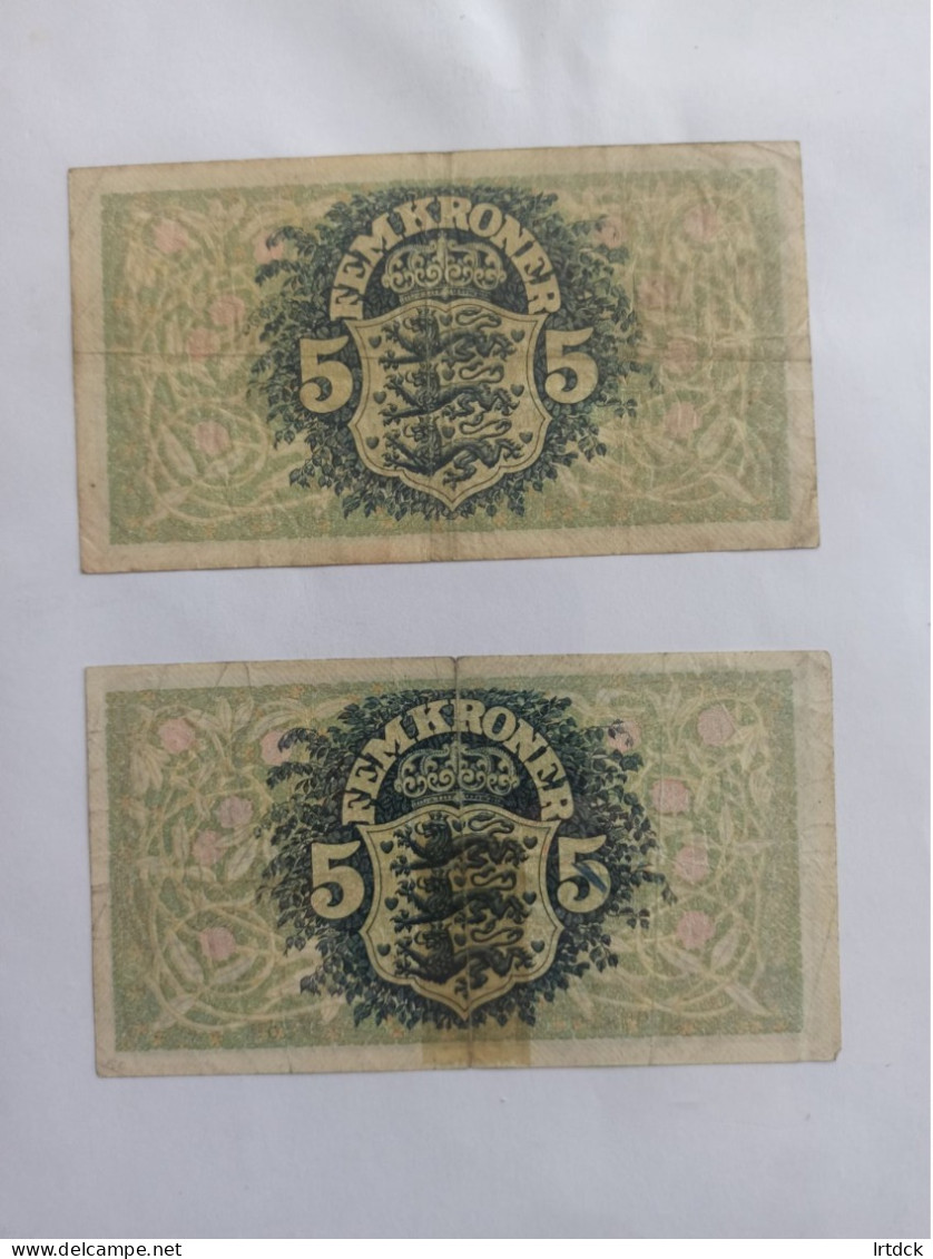 Danemark 2 Billets 5 Kroner  1942 1943 - Dänemark