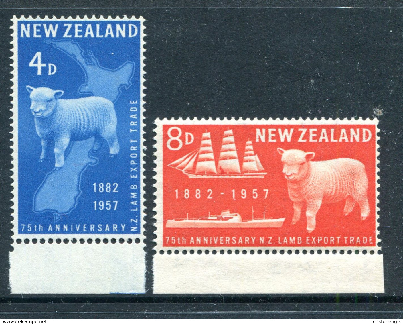 New Zealand 1957 75th Anniversary Of First Export Of New Zealand Lamb Set MNH (SG 758-759) - Ongebruikt