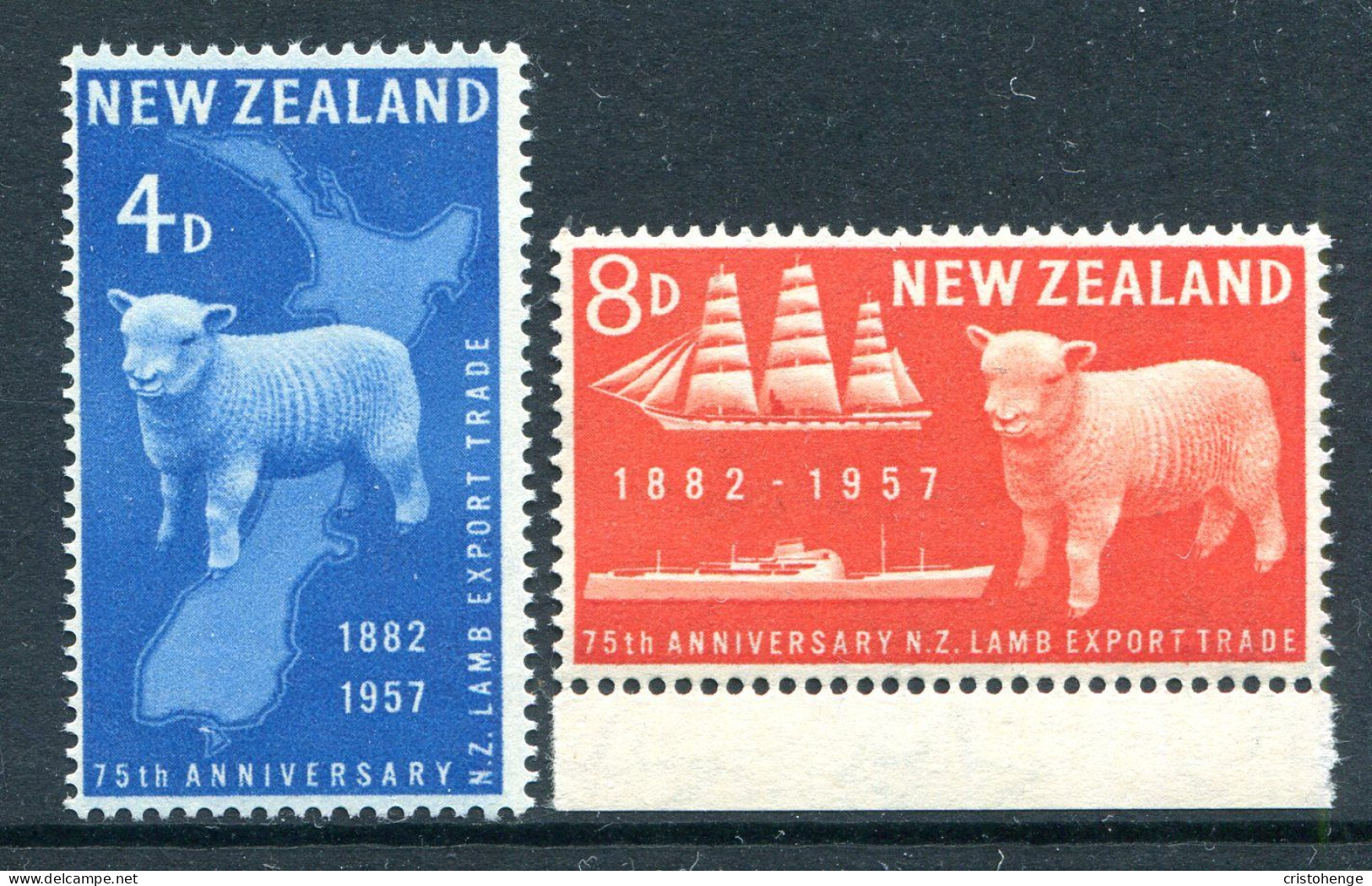 New Zealand 1957 75th Anniversary Of First Export Of New Zealand Lamb Set MNH (SG 758-759) - Unused Stamps