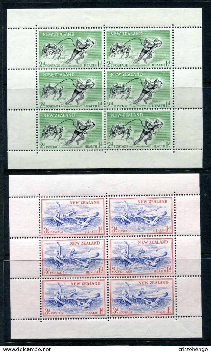 New Zealand 1957 Health - Lifesavers - Wmk. Sideways - MS Set Of 2 HM (SG MS762b) - Unused Stamps
