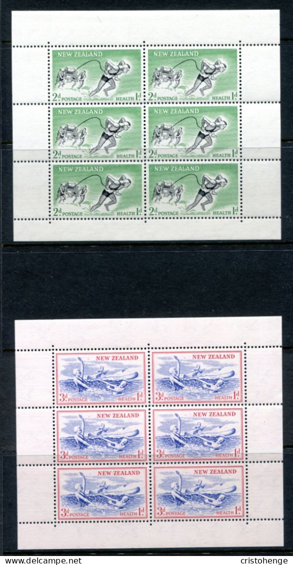 New Zealand 1957 Health - Lifesavers - Wmk. Upright - MS Set Of 2 MNH (SG MS762c) - Unused Stamps