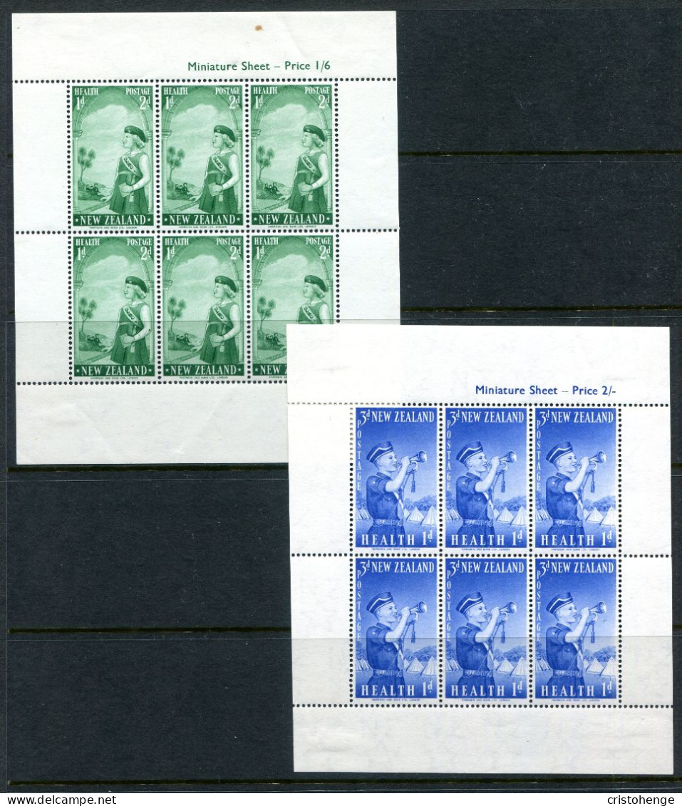 New Zealand 1958 Health - Girls & Boys Brigade MS Set Of 2 HM (SG MS765a) - Unused Stamps