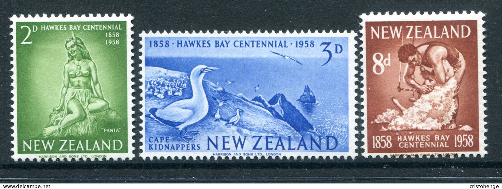 New Zealand 1958 Centenary Of Hawkes Bay Province Set HM (SG 768-770) - Unused Stamps